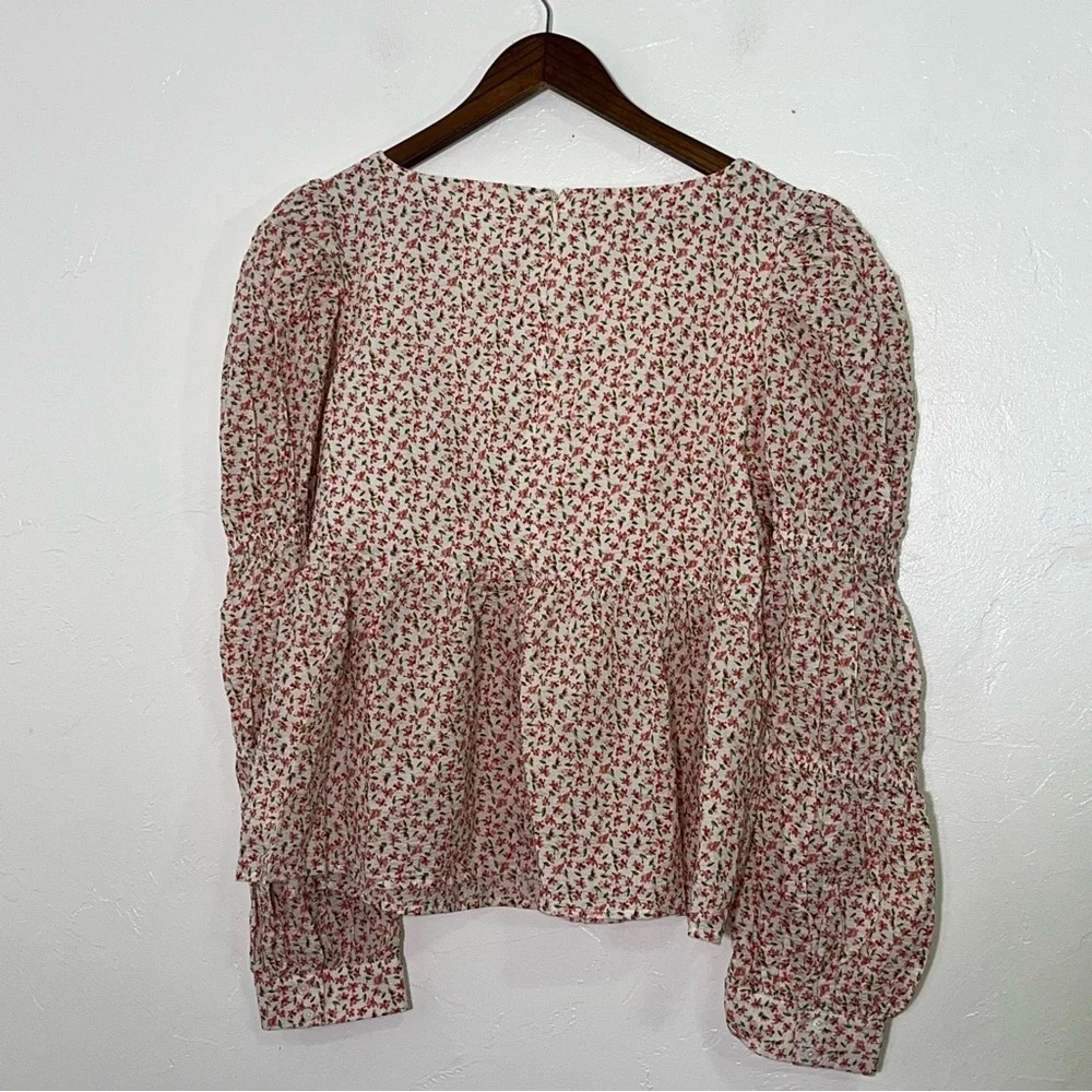 Hyacinth House Tuckernuck Clemons Floral Puff Sleeve Blouse XL NWT